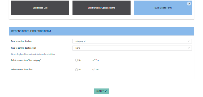 PHPCG Delete Forms
